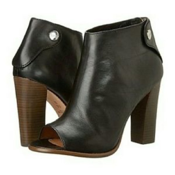 COACH LABELLE OPEN TOE PEEPTOE LEATHER BOOTIES - Picture 2 of 8